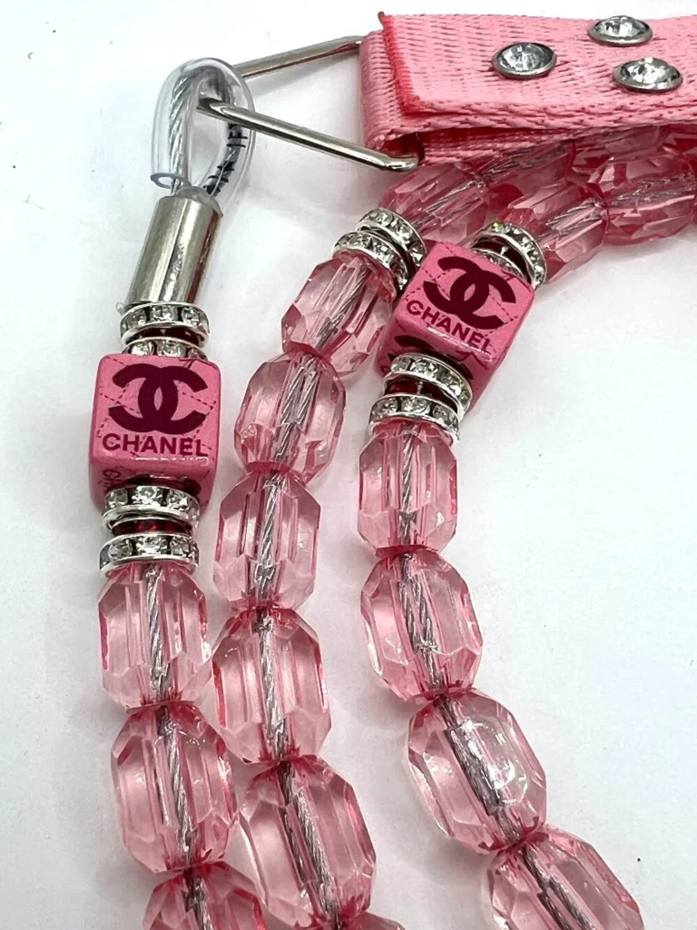 Luxury Pink Crystal Beaded Dog Leash | Glamorous Handmade Designer-Inspired